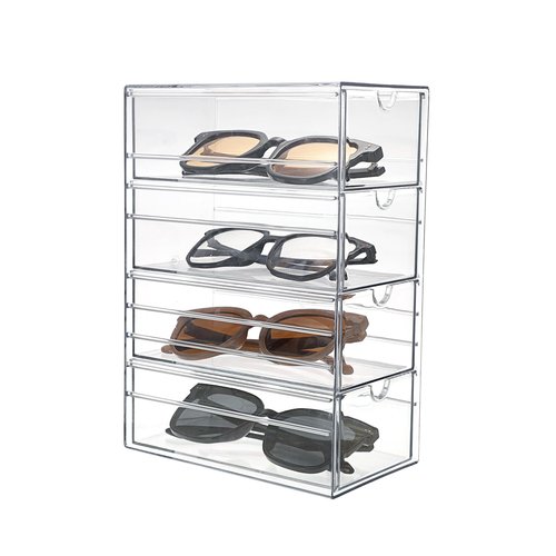Hipiwe Plastic Drawer Organizer Clear Hair Accessories Organizer Box with 4 Pull Out Drawer Compact Storage Box for Cabinet Vanity Bathroom Pantry Office or Closet Organization