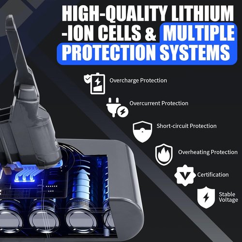 Dyson V8 Battery Replacement - 7000mAh Li-ion Power for SV10 V8 Animal/Absolute/Fluffy/Motorhead