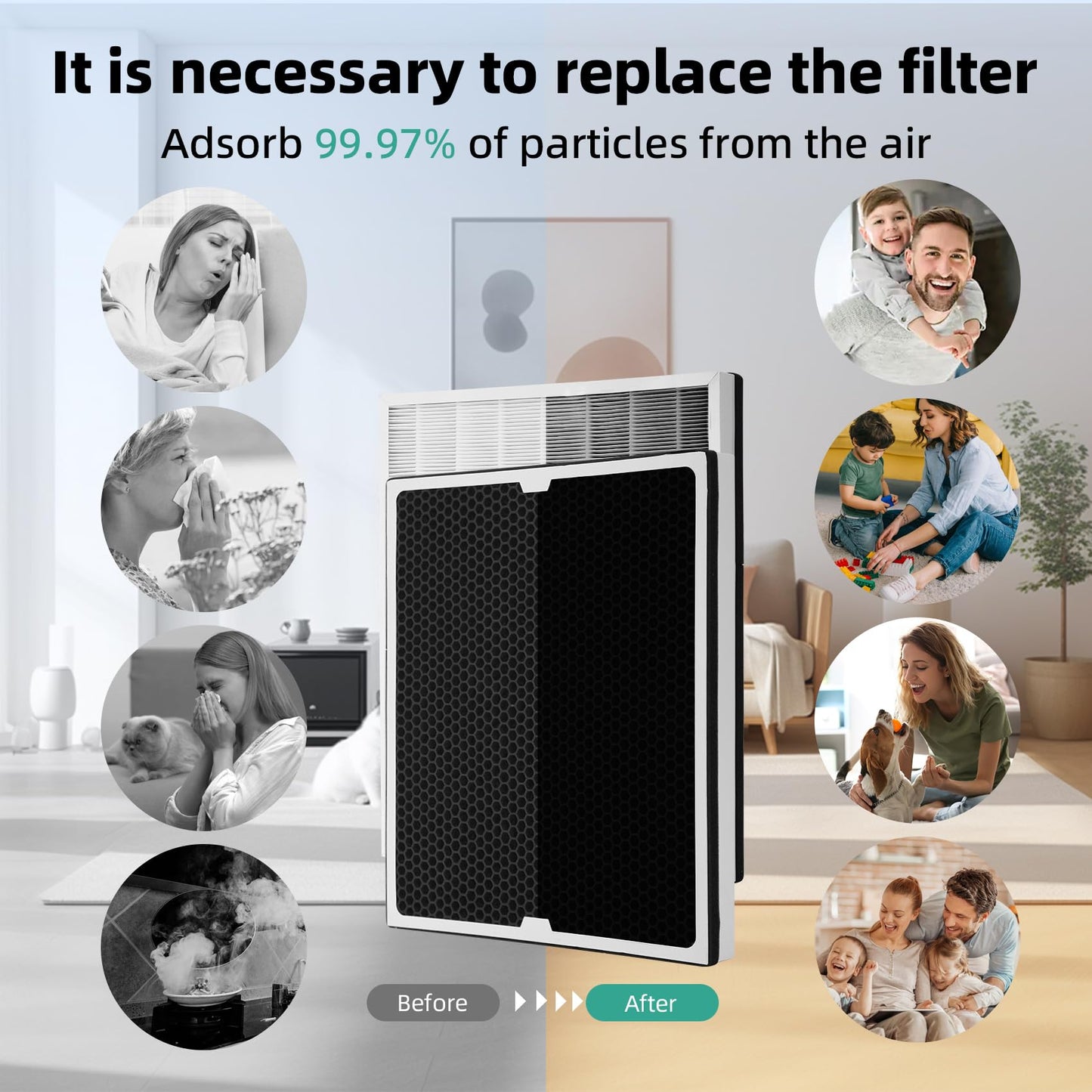 NURATIT 550 HEPA & Activated Carbon Filter Compatible with CADPXS Shield 550 HEPA Air Scrubber, Shield 550 MERV-17 Standard Pleat 18.7x15.6x2, Shield 550 Filter, 2-in-1 Filter Replacement 3 Packs