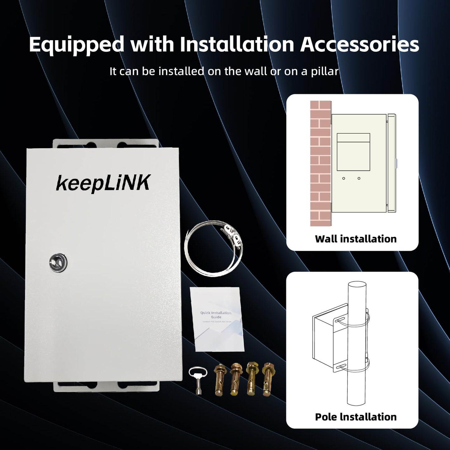 keepLiNK Outdoor Industrial PoE Switch Box, Integrated 8 Ports Gigabit PoE Switch Unmanaged, 2 SFP Slots, 300W Power Supply, Air Circuit Breaker, AC Lightning Arrester, IP55 Durable Metal Casing