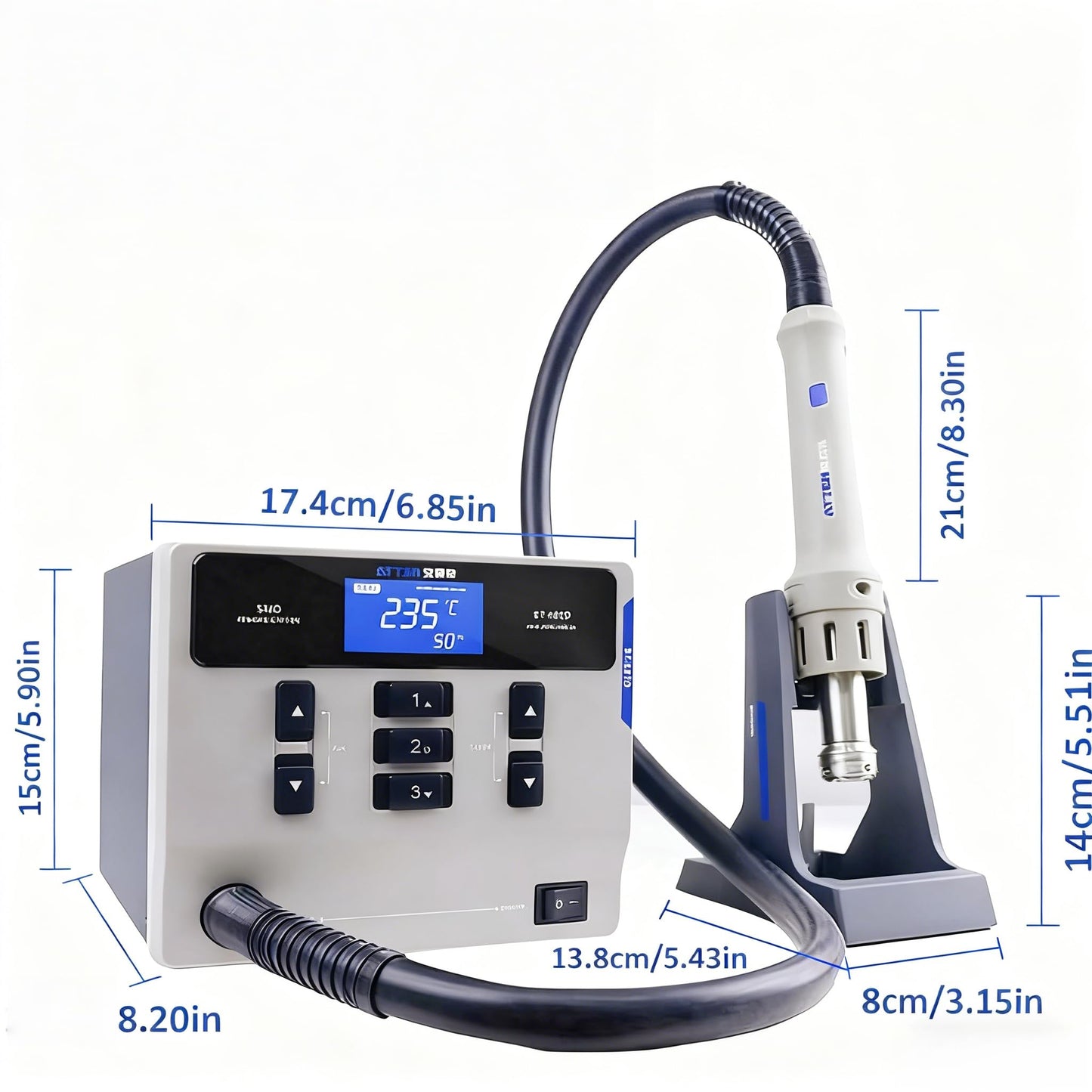 ATTEN ST-862D 1000W Digital Hot Air Rework Station - Temperature Controlled BGA/SMD Rework Station with Straight/Spiral Air Switch, Auto Sleep, 4 Nozzles for PCB Chip Soldering and Desoldering