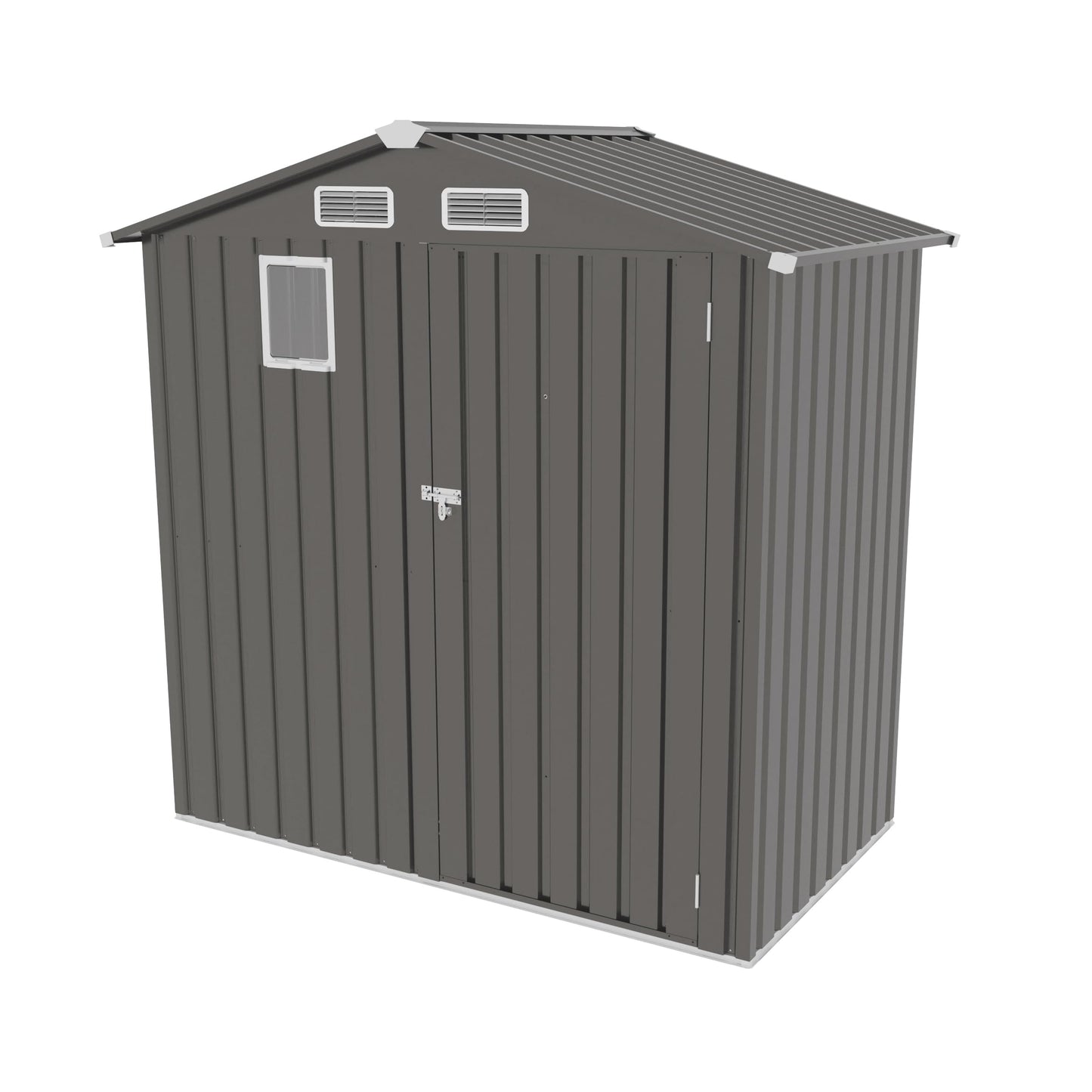 KEIKI 6x4 FT Outdoor Metal Storage Shed with Window and Lockable Door,Peaked Roof for Patio Backyard Garden