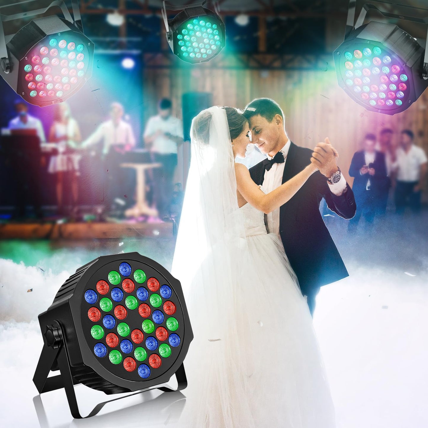 Rechargeable Stage Par Lights U`King RGB 36 LED Uplights Battery Powered with RGB 36W DJ Uplights Sound Activated Remote Control for Wedding DJ Disco Events Halloween Church Live Party- 8 Pack