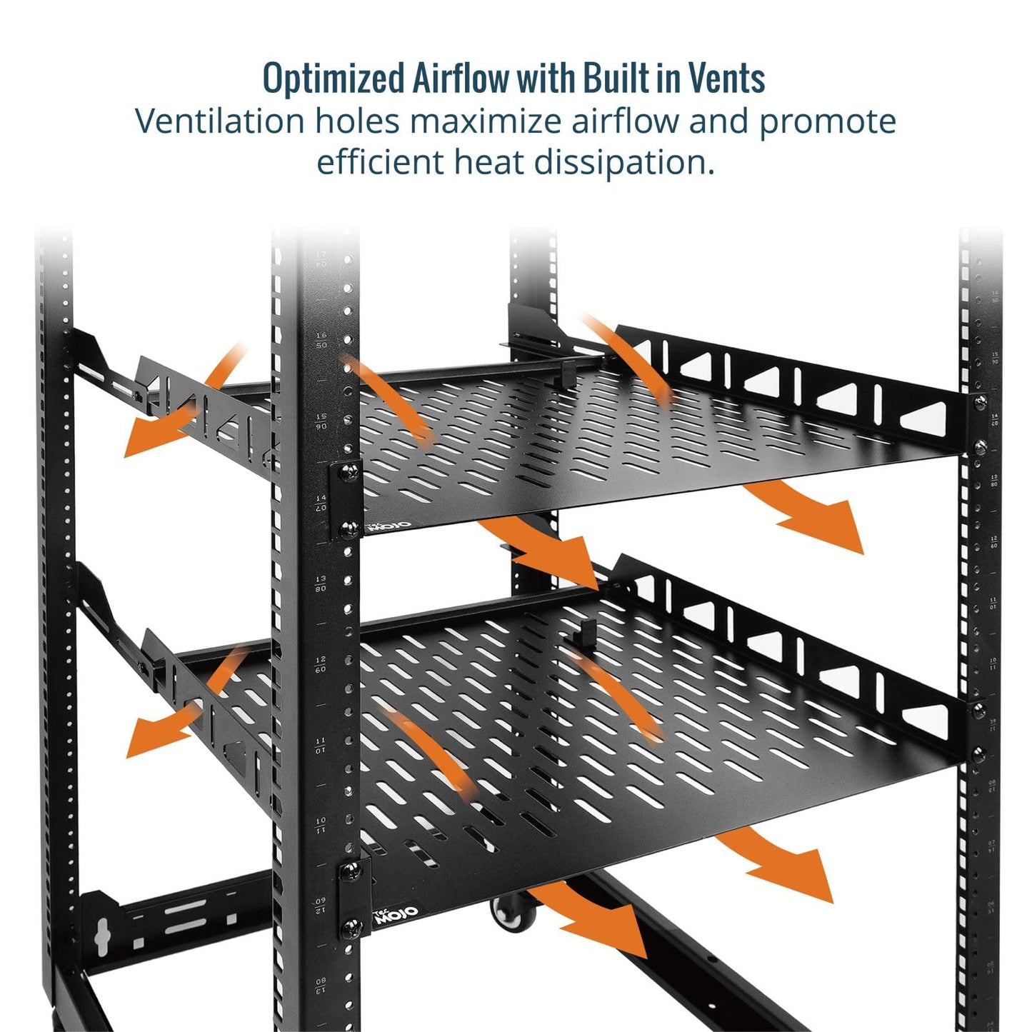 Tecmojo 1U Rack Shelf,19 inch Rack Shelf 14 inch Depth,Rack Mount Shelf with Anti-Slip Stops,Server Rack Shelf and Network Shelf for 19in Equipments, 110lbs Capacity of Vented 1U Shelf,No Lip(2 Pack)