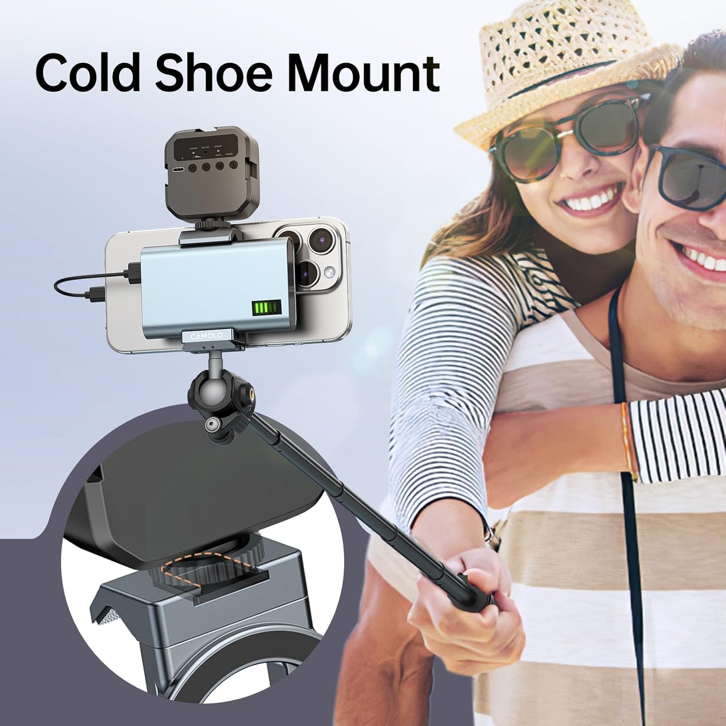 CAMOLO GEEK 1/4"-20 16 Metal Phone Tripod Mount with Arca Port & Magnetic Action Camera Adapter, Adjustable Smartphone