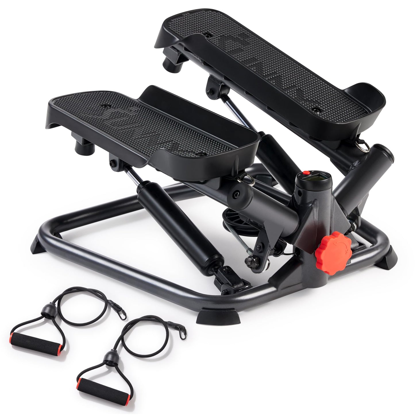Sunny Health & Fitness Advanced Twist Stepper Machine Workout Cardio Mini Stair Master Climber Thigh Space Twist Stepper Resistance Band w Optional Free SunnyFit App Enhanced Bluetooth Connectivity