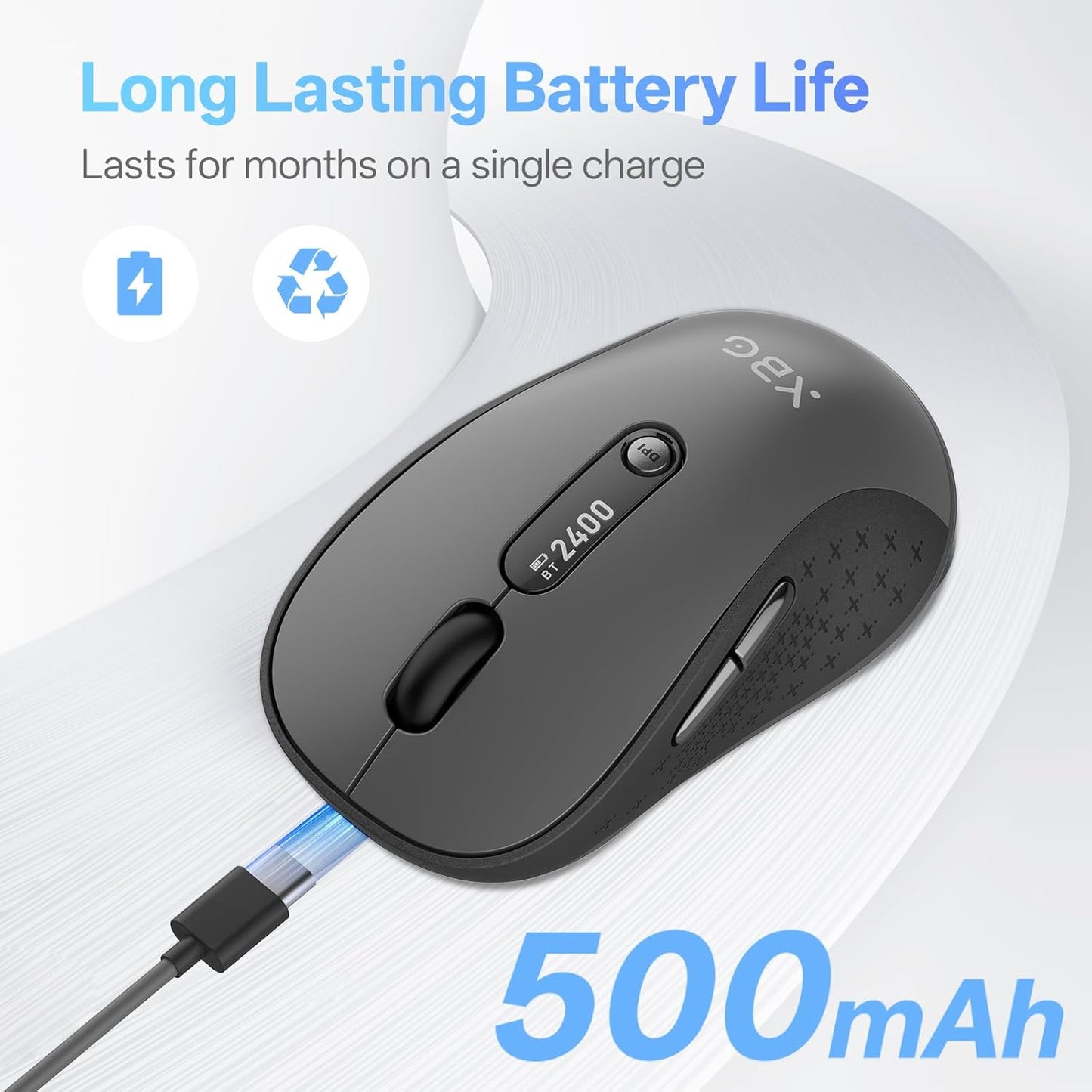 XBG B15pro 5.0/4.0 2.4G Wireless Bluetooth Mouse, Bluetooth & Tri-Mode, Type-C Rechargeable with LED Screen Display