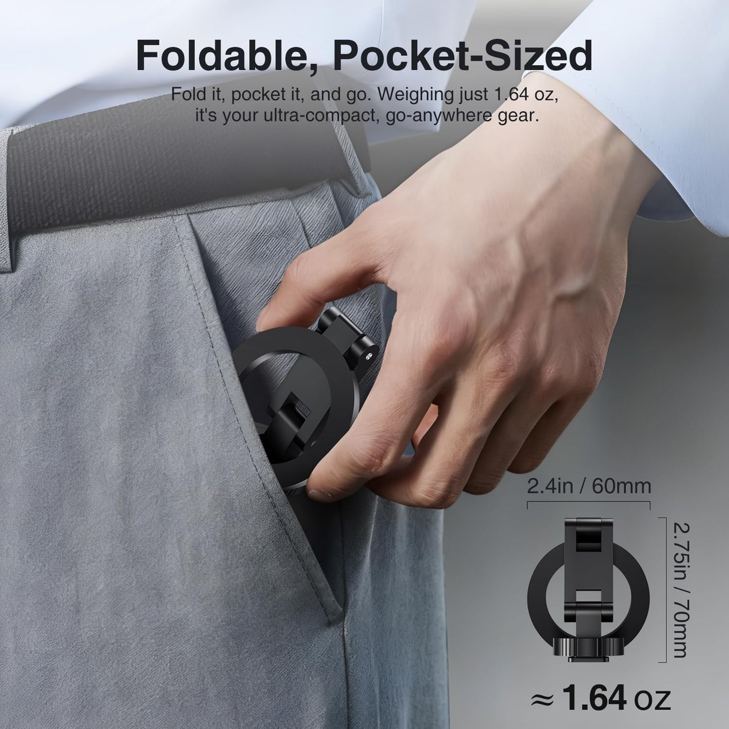 1/4 17 16 15 14 13 elitehood Magsafe Tripod Mount Adapter with Screw & Hot Shoe, Lightweight Compact Cell Phone Tripod