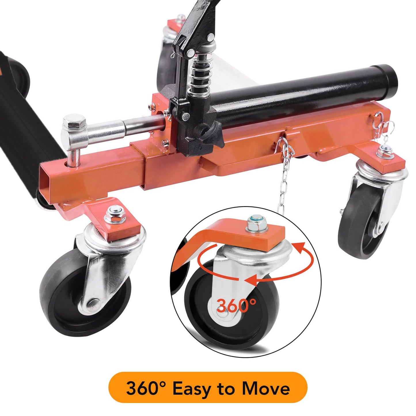 GarveeTech 2 Pcs Car Wheel Dolly with Hydraulic Tire Jack, 1500 LBS Capacity Trailer Dolly for Vehicle Positioning for Truck RV Trailer, Orange