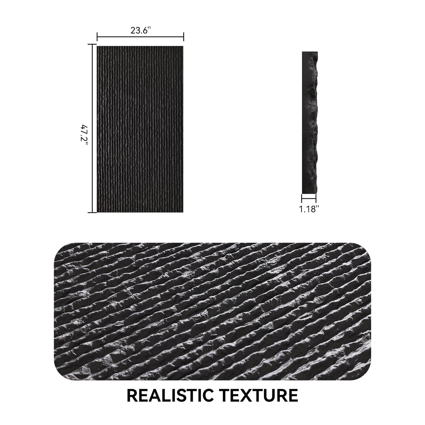 OUZUGIE 4 PCS Faux Stone Wall Panel 47.2’’ x 23.6’’ Interior Exterior Wall Decor 3D PU Panel with Flowing Water Design Black
