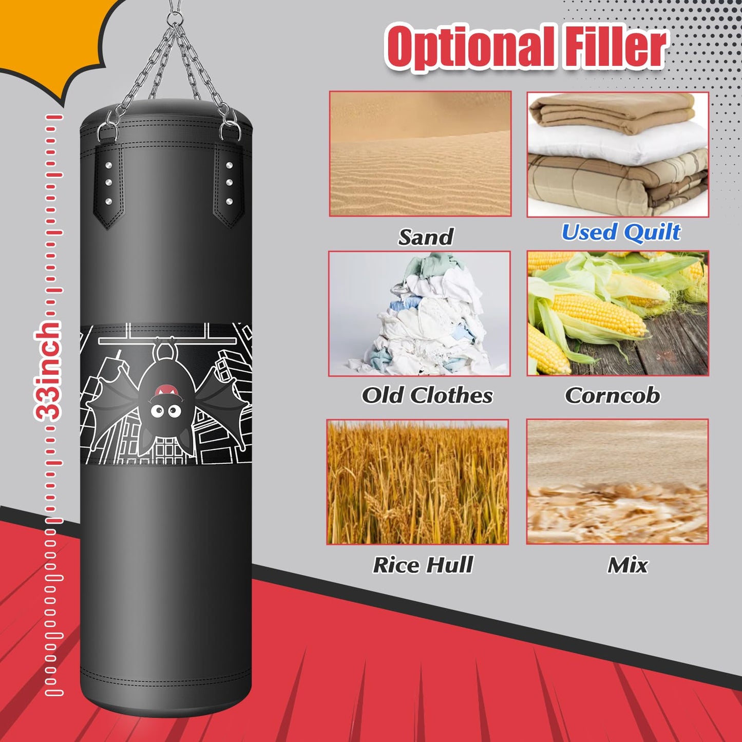 Punching Bag for Kids, 2.7FT Hanging Boxing Bag with Boxing Gloves, Kids Boxing Set Kickboxing Bag for Youth Boxing Karate Muay Thai Kick Taekwondo Training