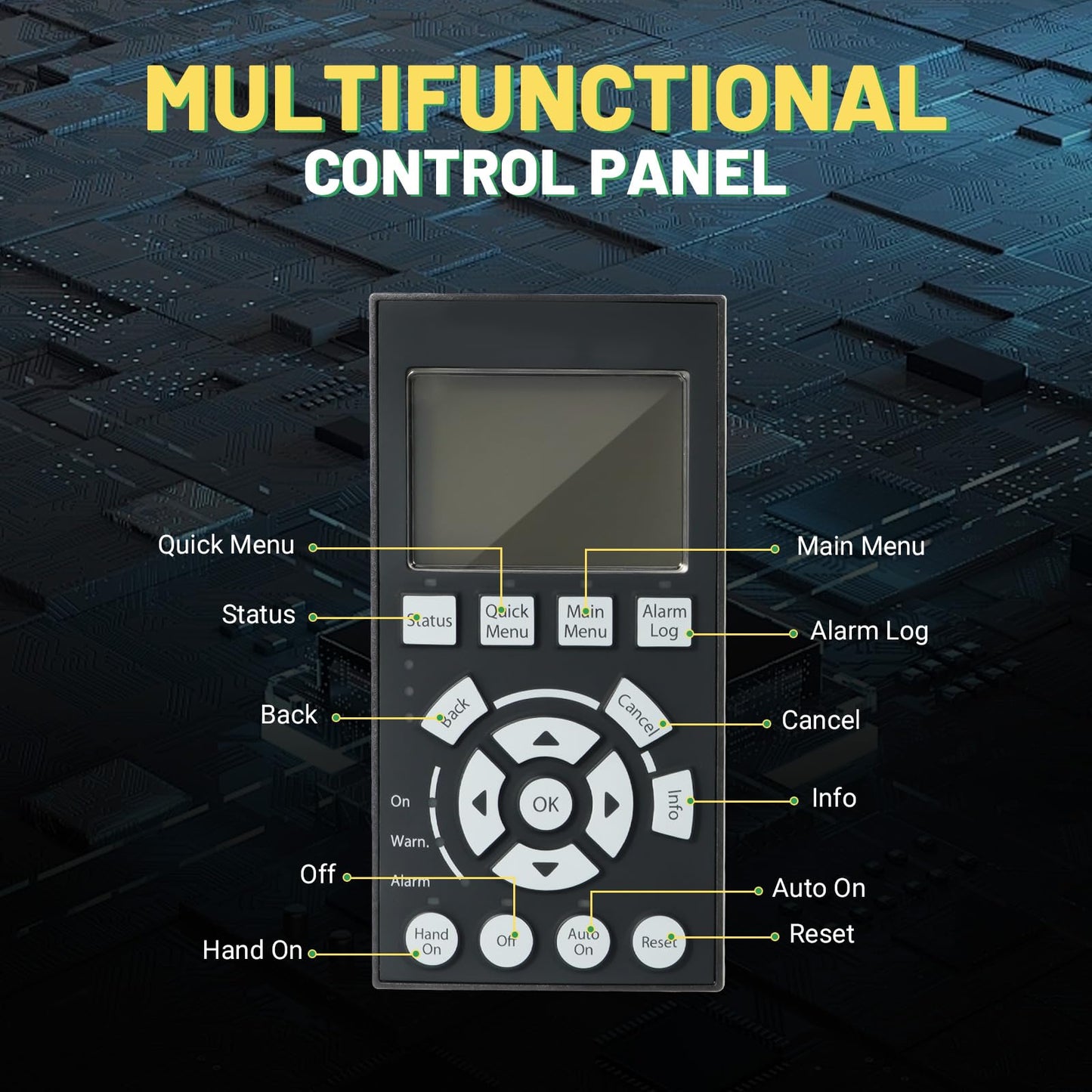 Rendrox 130B1107 Drive Graphical Local Control Panel Compatible with Danfoss VLT Automation Drive FC302 FC301 Inverter LCD Operation Panel, LCP102 Display Panel, Variable Frequency Drives