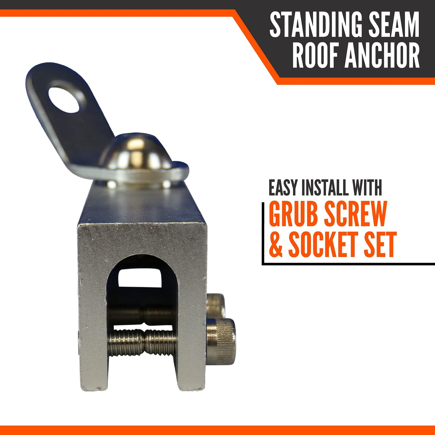 Malta Dynamics Fall Protection Roof Anchor – Stainless Steel Roof Clamp with 360° Swivel, Easy to Install Fall Arrest System and Roofing Safety, OSHA and ANSI Compliant (1 unit)