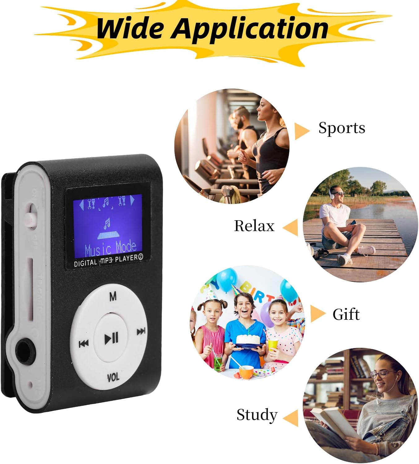 2FY2SW Mp3 MP3 32GB(Black) Player, Portable Mini Music Player with Headphone and USB Cable, Back Clip Lossless Sound