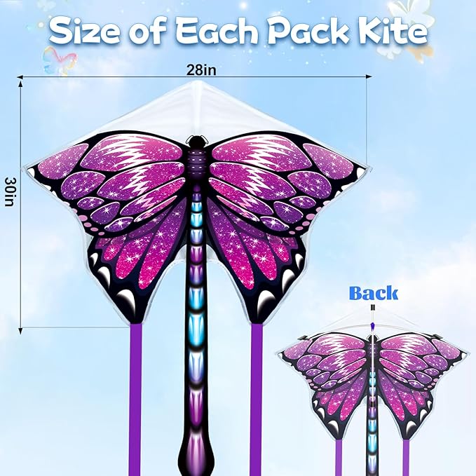 Easy to Fly Kites for Kids Ages 4-8 8-12 & Adults, Beach Flying Toys Butterfly Kite with Handle and Kites String, Great for Outdoor Activities & Family Trip Easter Gifts