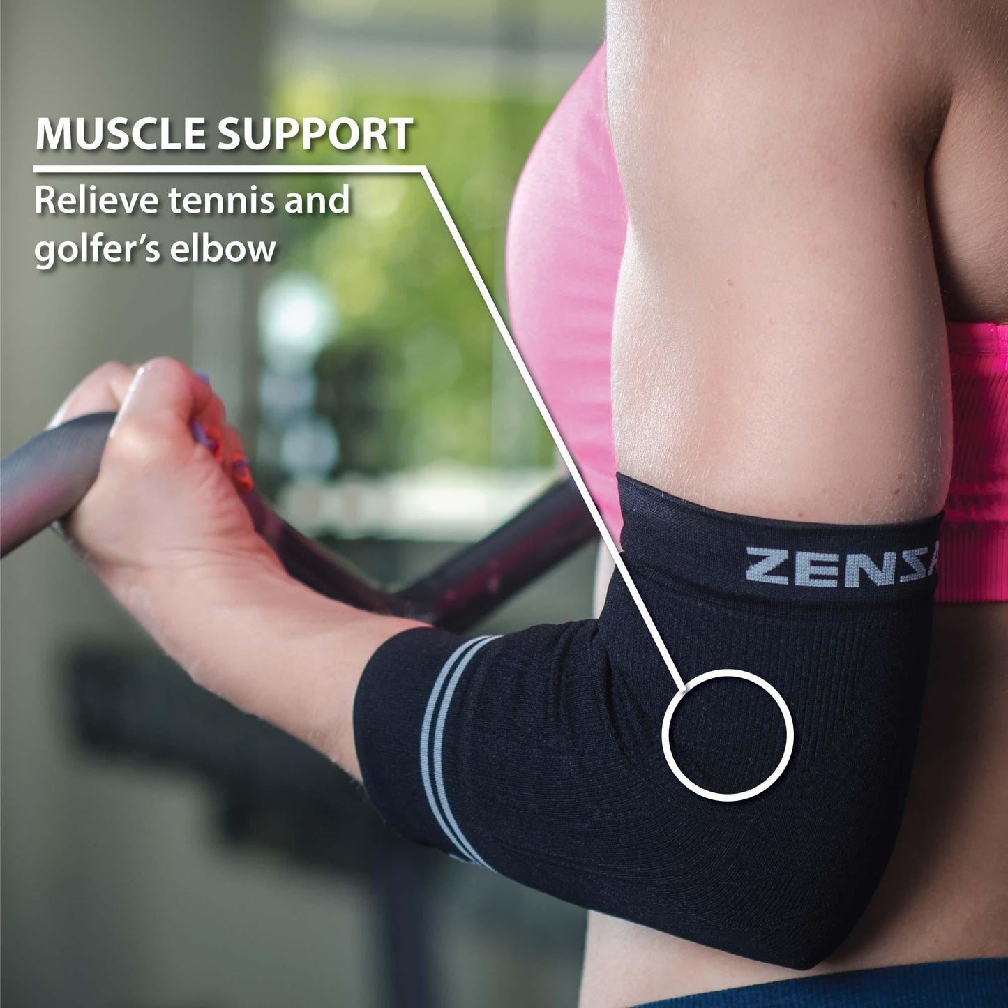 Zensah Compression Tennis Elbow Sleeve for Elbow Tendonitis, Tennis Elbow, Golfer's Elbow - Elbow Support, Elbow Brace (Small, Black)