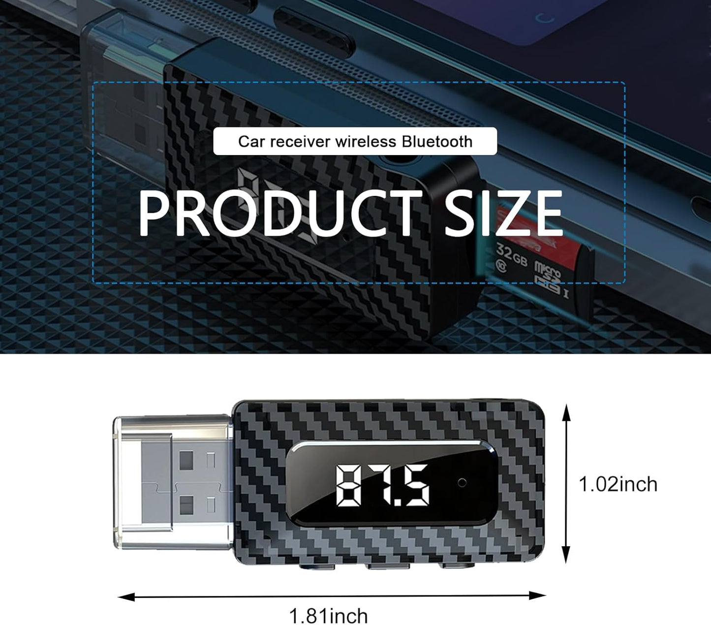MOXRUQ 5.3 3.5mm USB Bluetooth Receiver for Car, Bluetooth Wireless Audio Adapter, USB Power Supply Aux Jack Adapter