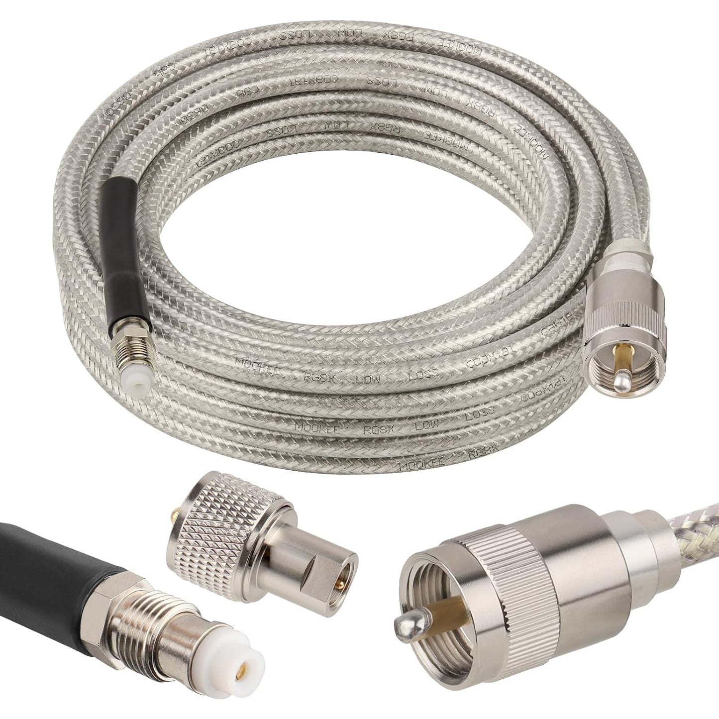 18ft,Low RG8X PL-259 FME/PL259 18 MOOKEERF CB Coax Cable Loss Stranded Core CB Antenna Cable with and Male Connector