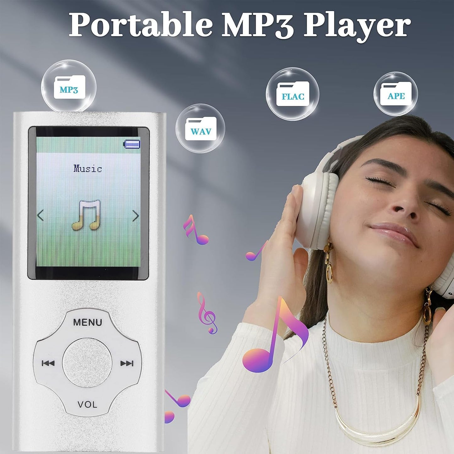 Yunseity 16GB MP3 5.0 MP4 128GB Player, Bluetooth Single Loop Player, Portable HiFi Sound Music Player Built in HD