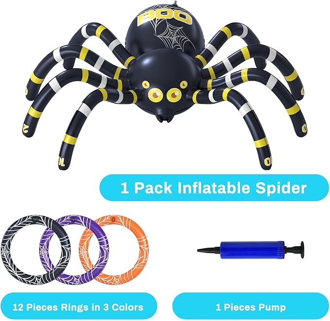 Garma Inflatable Spider Ring Toss Game for Kids' Halloween Party & Outdoor Fun