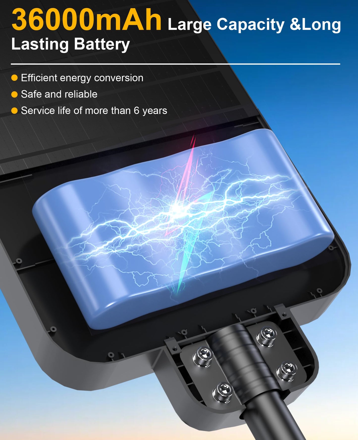 JAYNLT X-15000W Solar Street Lights Outdoor, Ultra-Large 3000K/4000K/6500K Commercial Parking Lot Lights Dusk to Dawn,IP67 Waterproof Solar Power Flood Security Light for Parking Lot,Garage