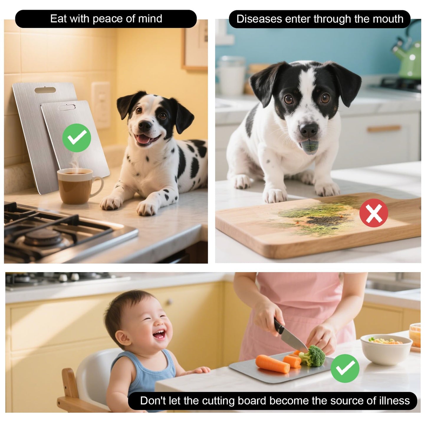 304 Stainless Steel Cutting board, Double Sided Metal Cutting Boards for Kitchen Meat Vegetables & Fruits Chopping Board Dishwasher Safe Easy to Clean(XL-18.11 * 11.81in)