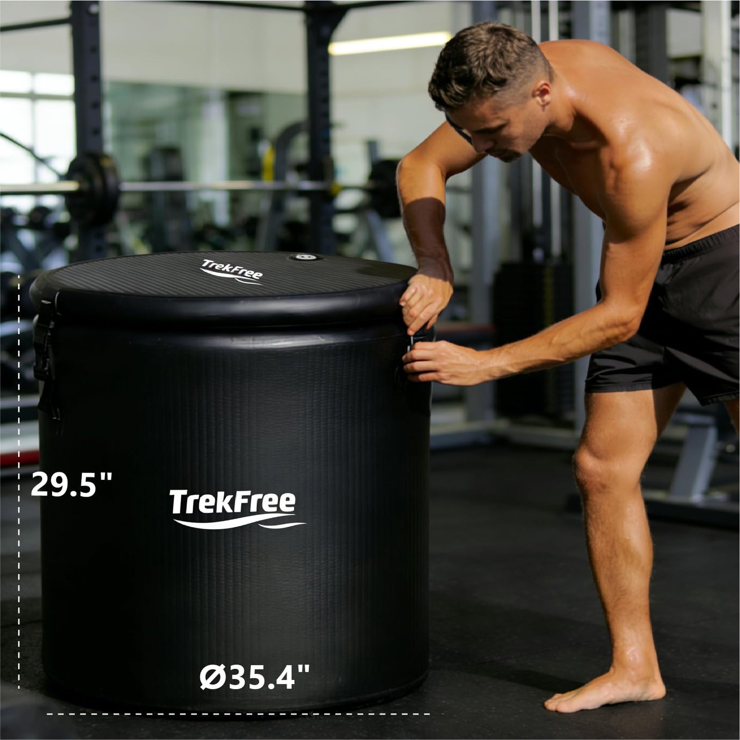 TrekFree Oval Ice Bath Tub for Athletes – Portable Cold Immersion Tub with Insulated Lid, Suitable for Indoor & Outdoor Use,Insulated Inflatable Ice Bath Designed for Cold Plunges and Adult Bathing