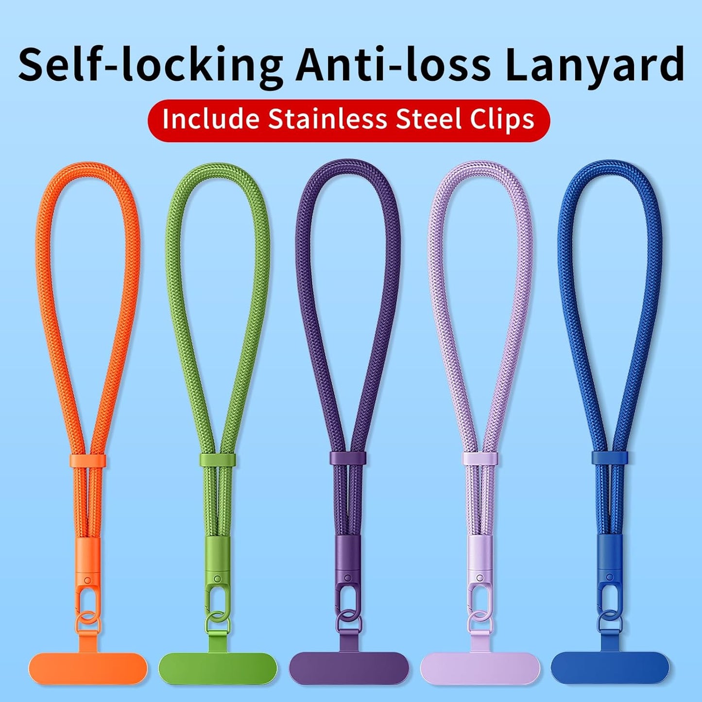 0.4mm 360 saxsion Lanyard for Phone, Self-Locking Phone Wrist Strap with Ultra-Thin Clip & Hook, Anti-Drop Strap