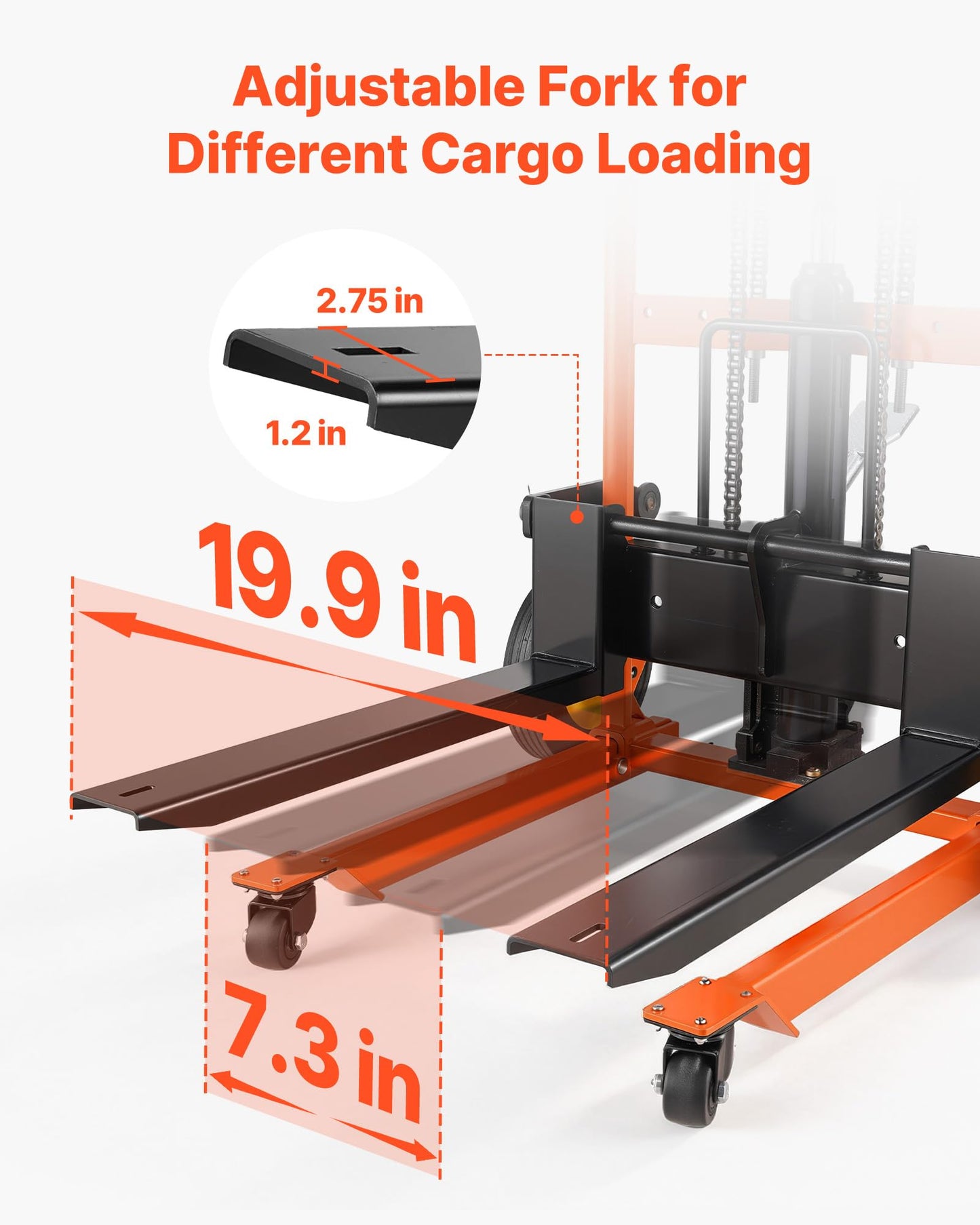 VEVOR Hydraulic Material Lift Winch Stacker, 450 lbs Load Capacity, 39.4'' Max Lifting Height, Pallet Truck Dolly with Fork Lift Table, Foldable & Portable Pallet Jack Table Cart, Orange & Black