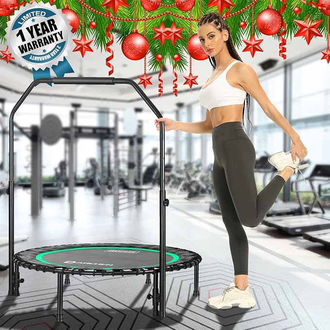 DARCHEN 450 lbs Mini Trampoline for Adults, Indoor Small Rebounder Exercise Trampoline for Workout Fitness for Quiet and Safely Cushioned Bounce, [40 Inch]