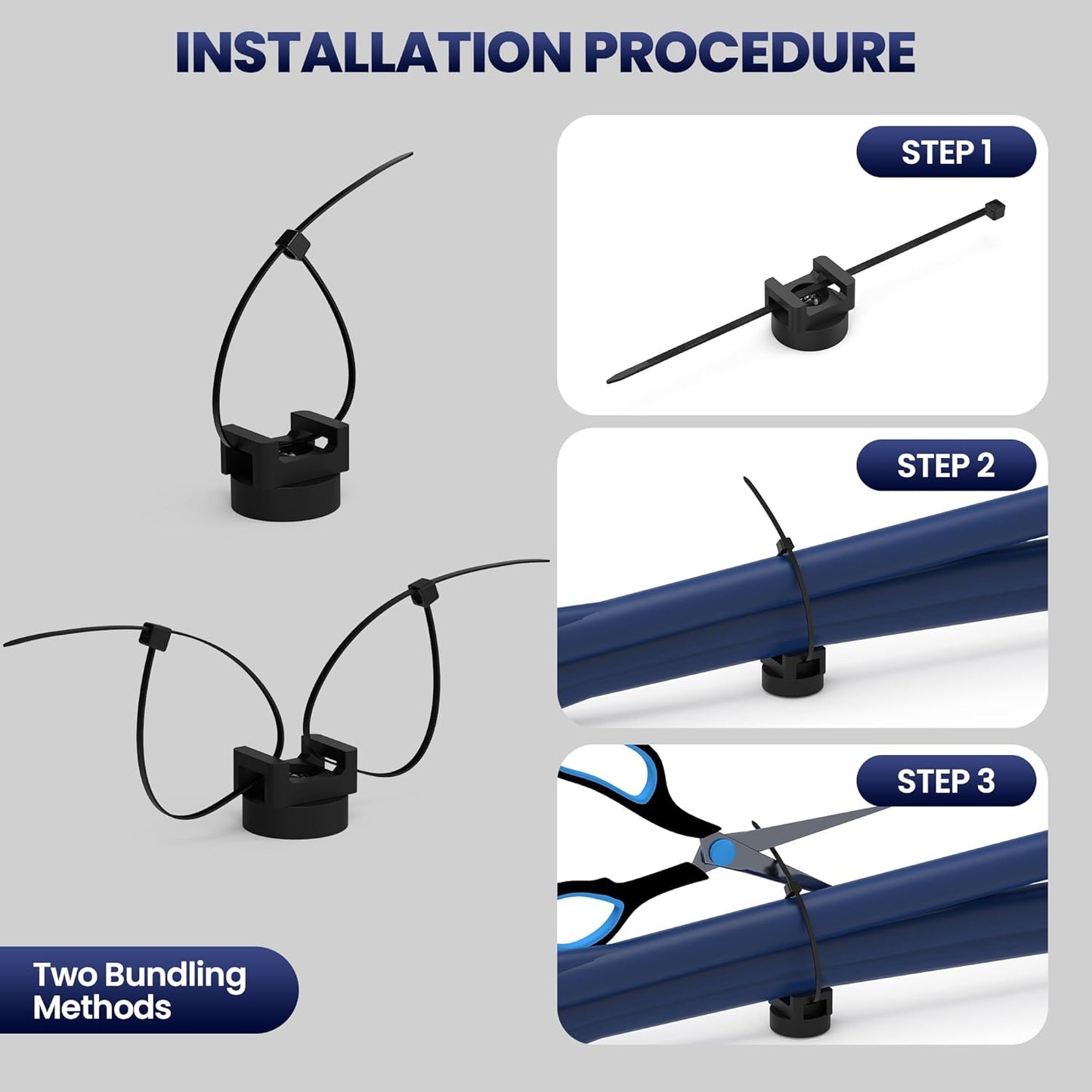 10 Pack Magnetic Zip Tie Mount with Rubber Coating, Strong NdFeB Magnetic Cable Zip Tie Mount for Car & Home Wire