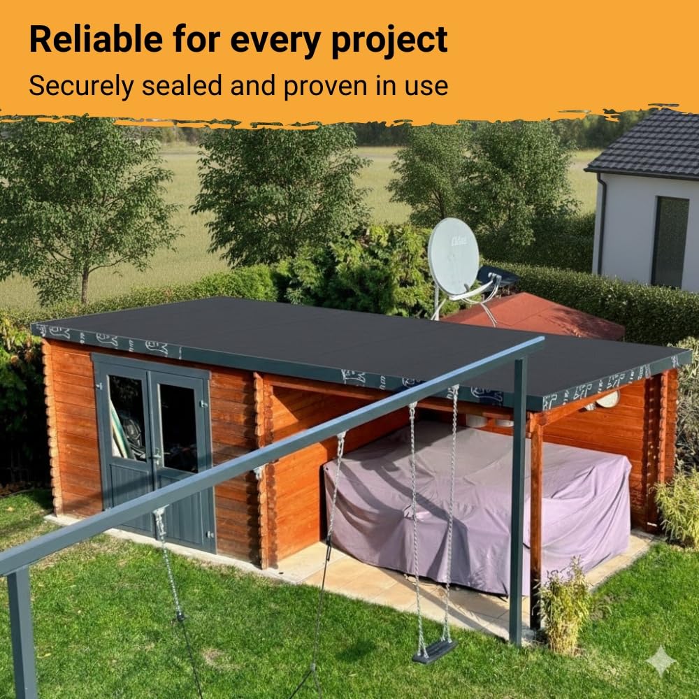 HSS EPDM Waterproofing Membrane EasyStick - 52 Mil - Reinforced - Waterproof - self-Adhesive - Longlasting flatroof Sheet - Black - 39 inch x 16 feet