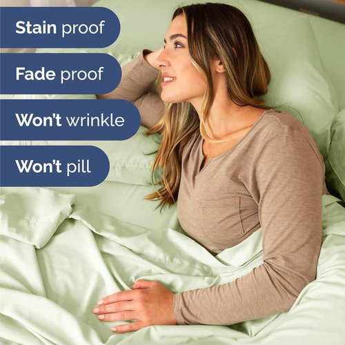 Cal King Size 4-Piece Sheet Set - Luxury Cooling Bed Sheets | Breathable & Wrinkle-Free - Light Sage Green