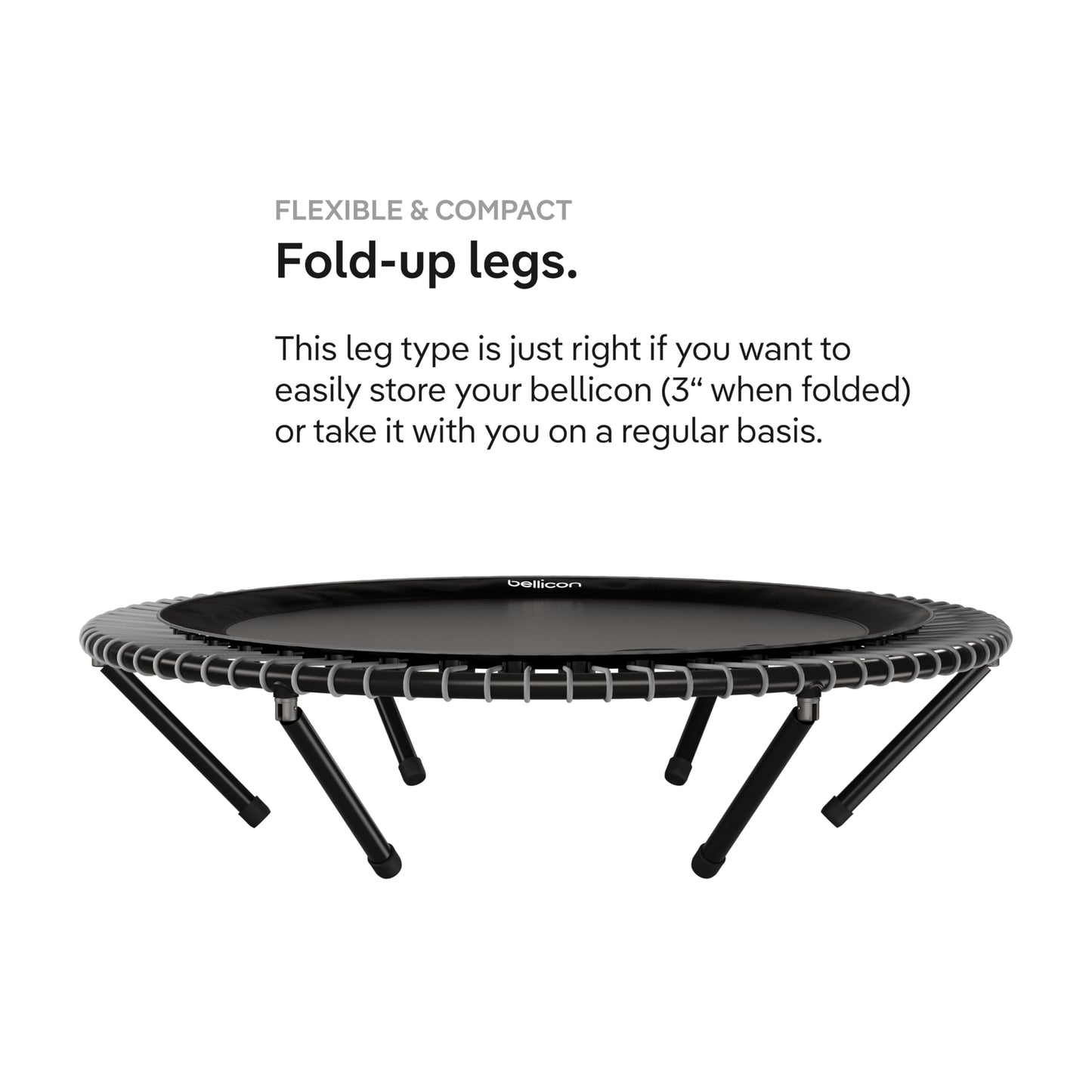 bellicon Mini Trampoline 49'' (Yellow) | Bungee Suspension up to 330 lbs | Indoor Fitness Rebounder for Adults | Foldable Legs