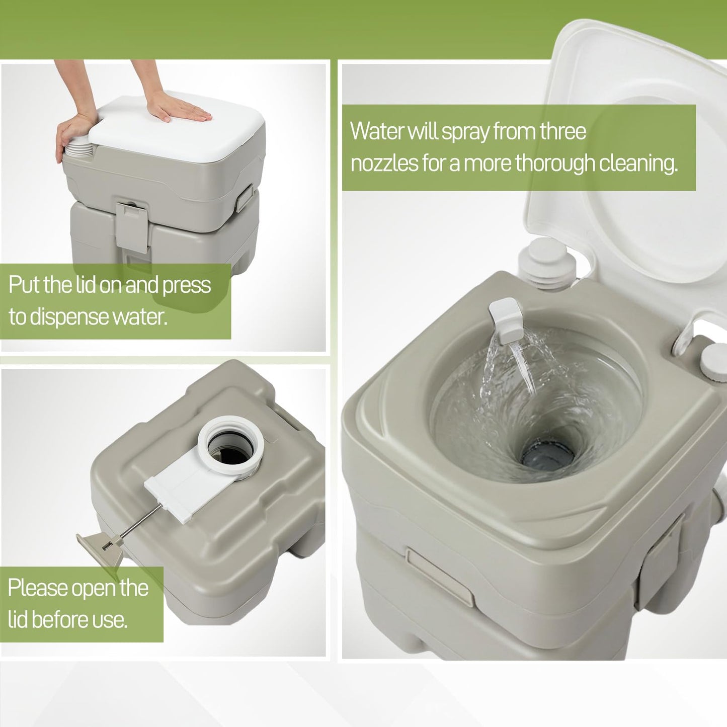 Outvita Portable Sink and Toilet Combo, 5 Gallon Hand Washing Station & 5.3 gallon Flushing Toilet, Detachable Wastewater Recycled Perfect for Outdoor Camping RV Travel Boat