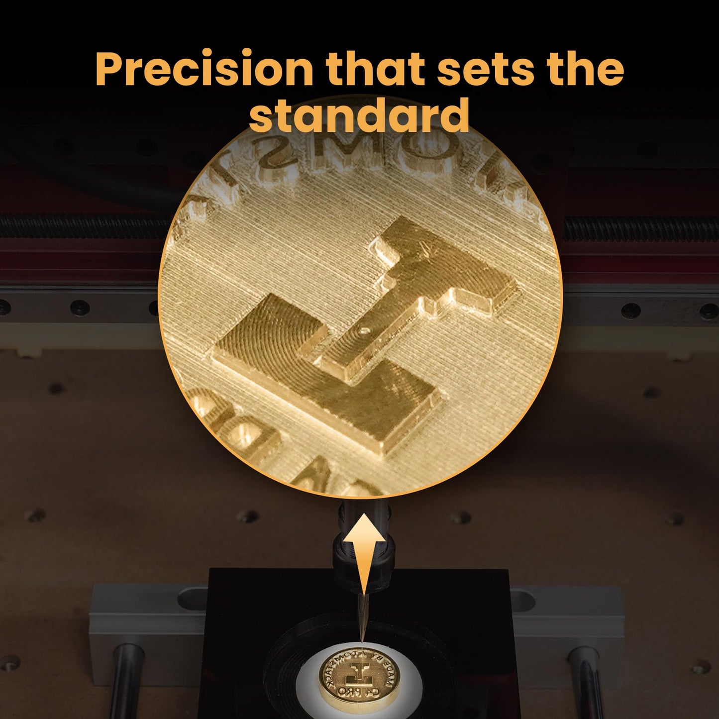 AtomStack C4 Pro CNC Router 200W - Cuts Aluminum, Soft Metal, Wood, Acrylic, PCB - 16.5x16.5 in, 12,000 RPM Spindle, 4-Point Centering - Desktop Milling Machine, Grbl Compatible