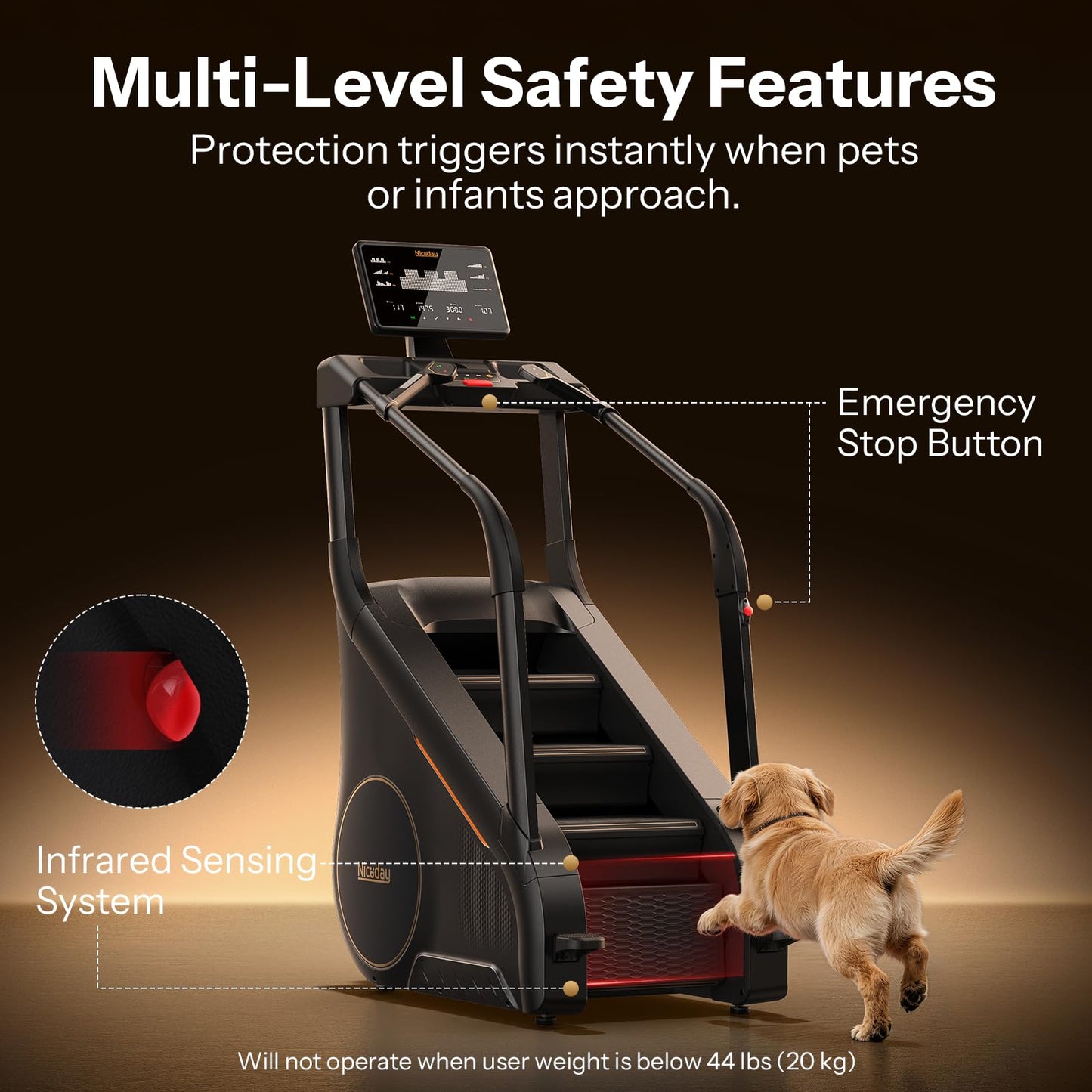 Niceday Stair Stepper Master at Home, Commercial Grade Stair Climber with 25 Levels, Stepmill Exercise Machine for Full Body Workouts, Exercise Machine for Home Gym for LED Touchscreen