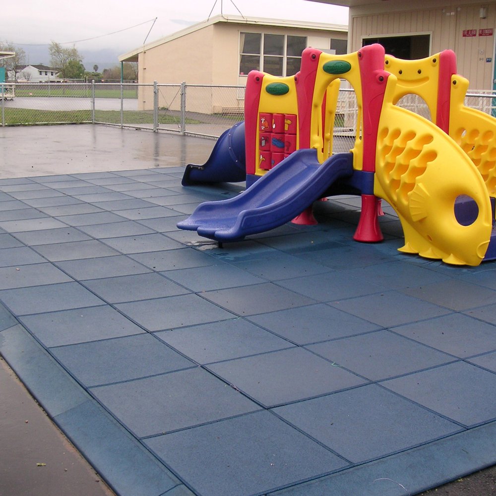 Rubber-Cal Eco-Safety Interlocking Playground Tiles - 2.50 x 19.5 x 19.5 inch - 10 Pack - 28 Square Feet Coverage - Black
