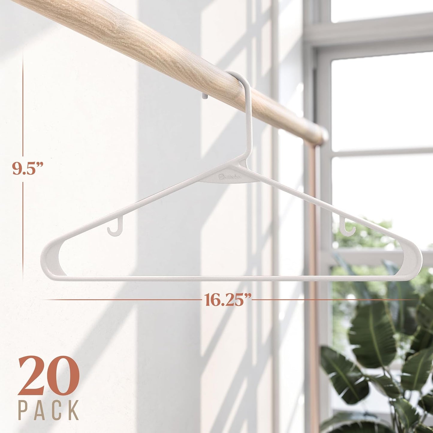 Plastic Hangers 20 Pack White - Space-Saving Clothes Hangers for Closet Organization | Perfect for Coats and Essentials