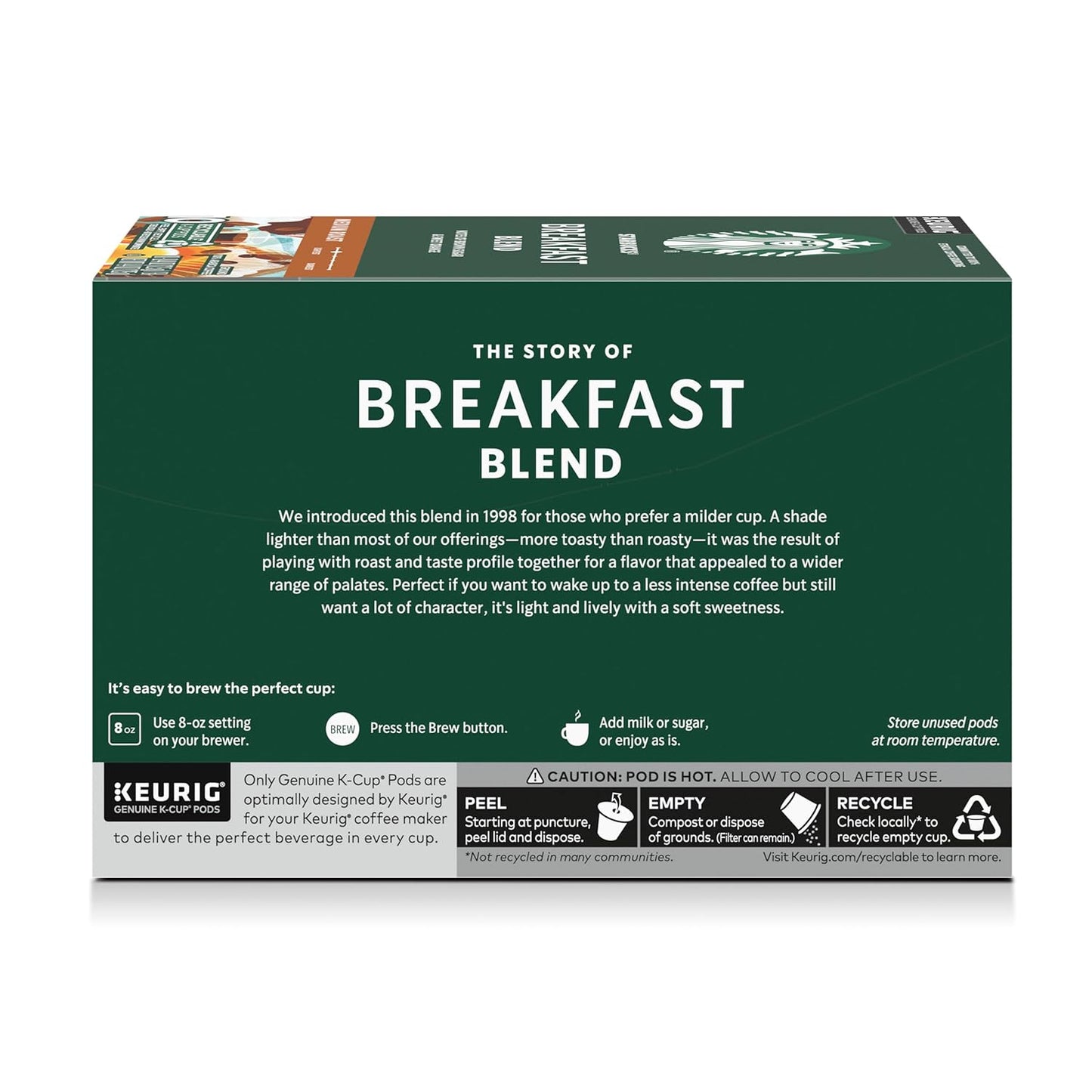 Starbucks K-Cup Coffee Pods - Medium Roast Breakfast Blend for Hot or Iced Coffee | 10 Pods