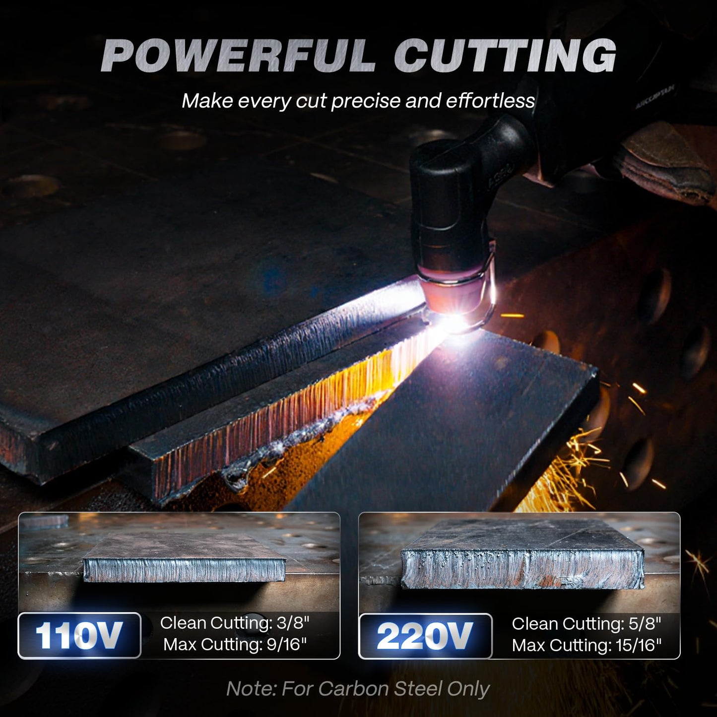 ARCCAPTAIN 60A Plasma Cutter with Plate Cutting, Expanded Metal Cutting, Rust Removal + Internal Control Welding Helmet