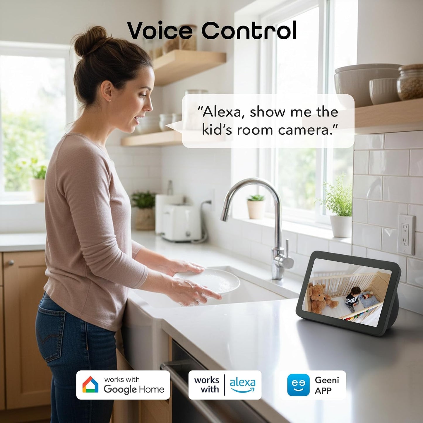 Geeni 2K 4MP 1440p 2-Way 10m Look Smart Indoor Security Camera Ultra HD WiFi Pet & Baby Monitor with Audio, Motion