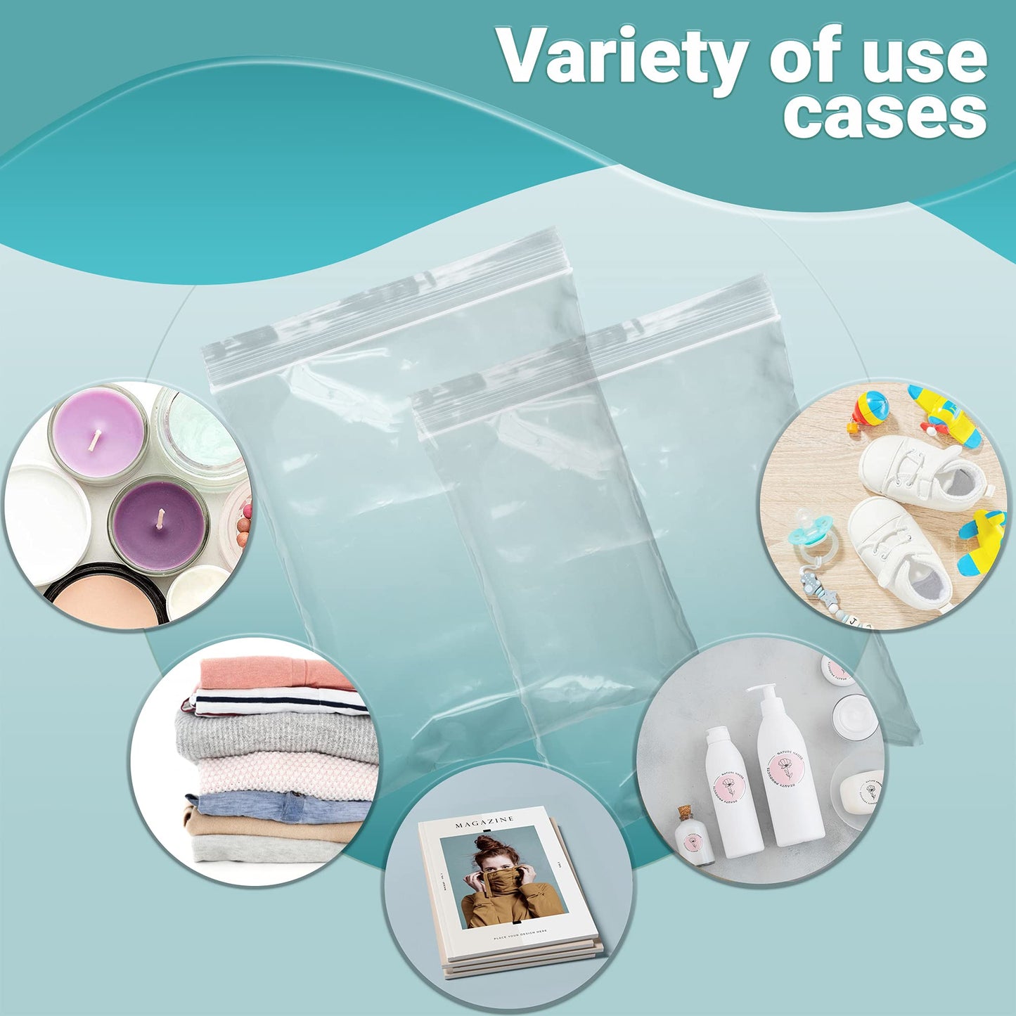 APQ Supply Jumbo Zipper Bags 12 x 18, Clear Poly Bags with Single Track Seal, 2 Mil Thickness, Pack of 1000, Large Plastic Bag for Packing Storing and Food Service