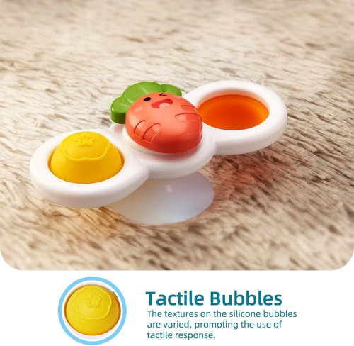 LiKee Fidget Rotating Sensory Bath Toys - Strong Suction Cups for Baby | Perfect for Travel & Christmas Stocking Stuffers