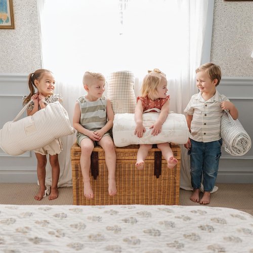 Makemake Organics GOTS Certified Organic Cotton Nap Mat Pillow Kids Sleeping Bag Toddlers Boys Girls Daycare Preschool Kindergarten Superheros - 20"x50" - Mighty Heros