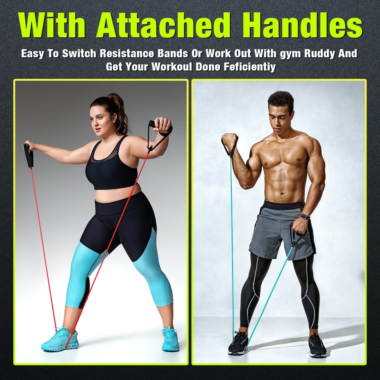 Leyndo 5 Pcs Exercise Resistance Bands with Handles Physical Resistance Tube Workout Bands with Door Anchor for Men Women Muscle Toning Strength Training(10-30 Lbs)