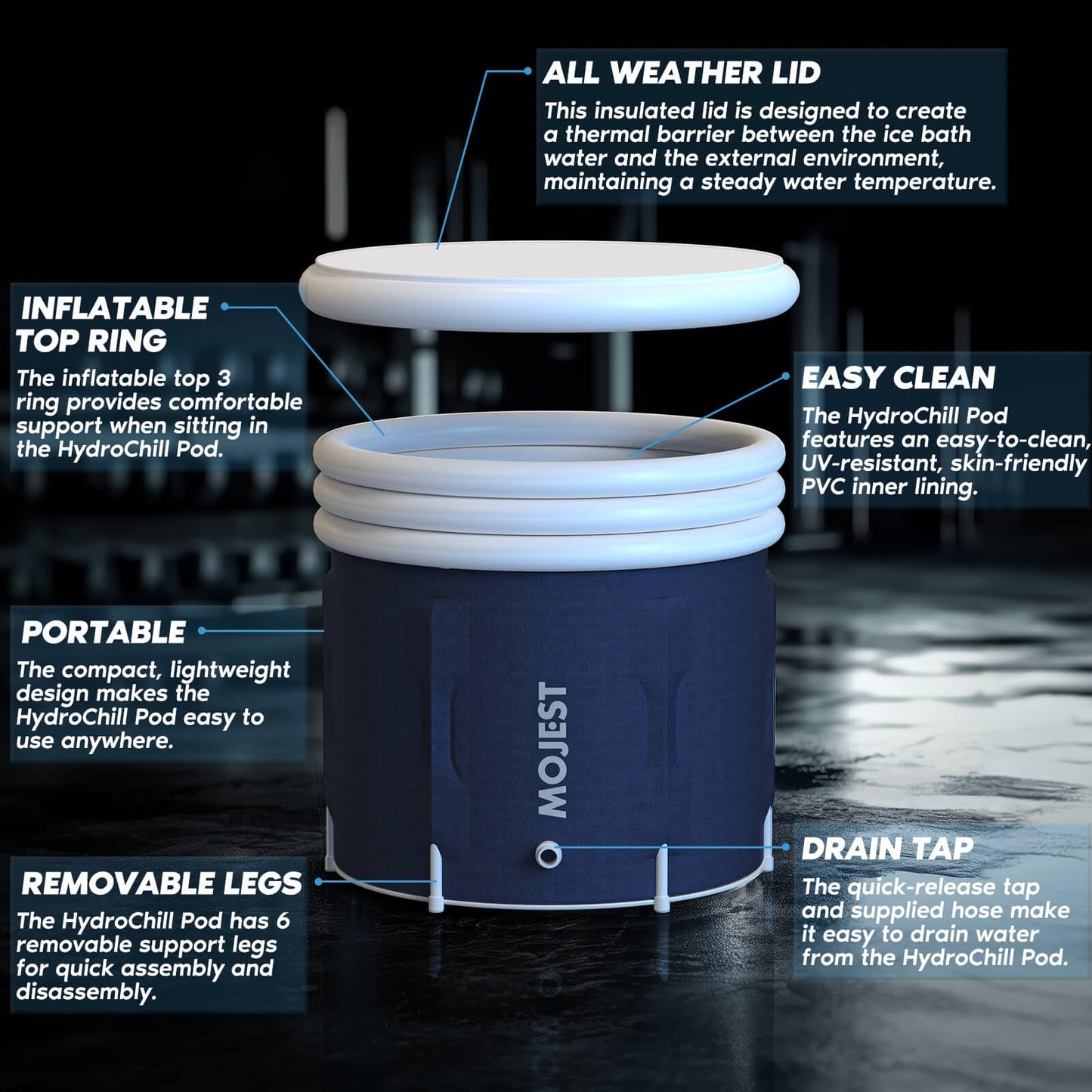 95-Gallon Ice Bath Tub with Premium, Long-Lasting Insulation – Perfect as a Cold Plunge Tub for Temperature Control, Relaxation, and Recovery. Durable and Portable for Indoor/Outdoor Use