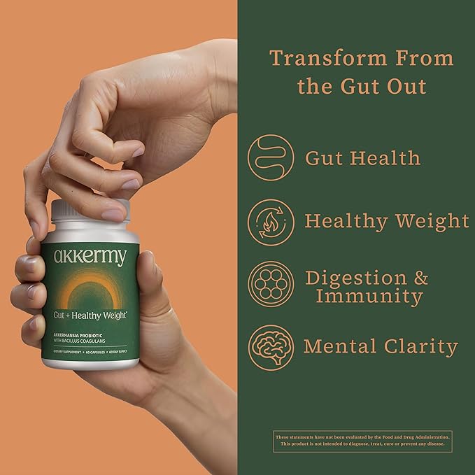 Akkermansia Probiotic for Appetite & Craving Control | Increases GLP-1 & Boosts Healthy Weight | 60 Day Supply | Made in USA | Bacillus Coagulans, B2, D3 & Chromium | SIBO Friendly, Vegan, Gluten Free