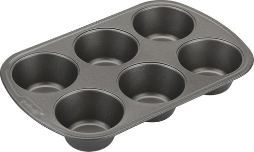 GoodCook Jumbo Texas Muffin Pan - Nonstick Steel, 6-Cup Capacity, Gray | Pack of 12