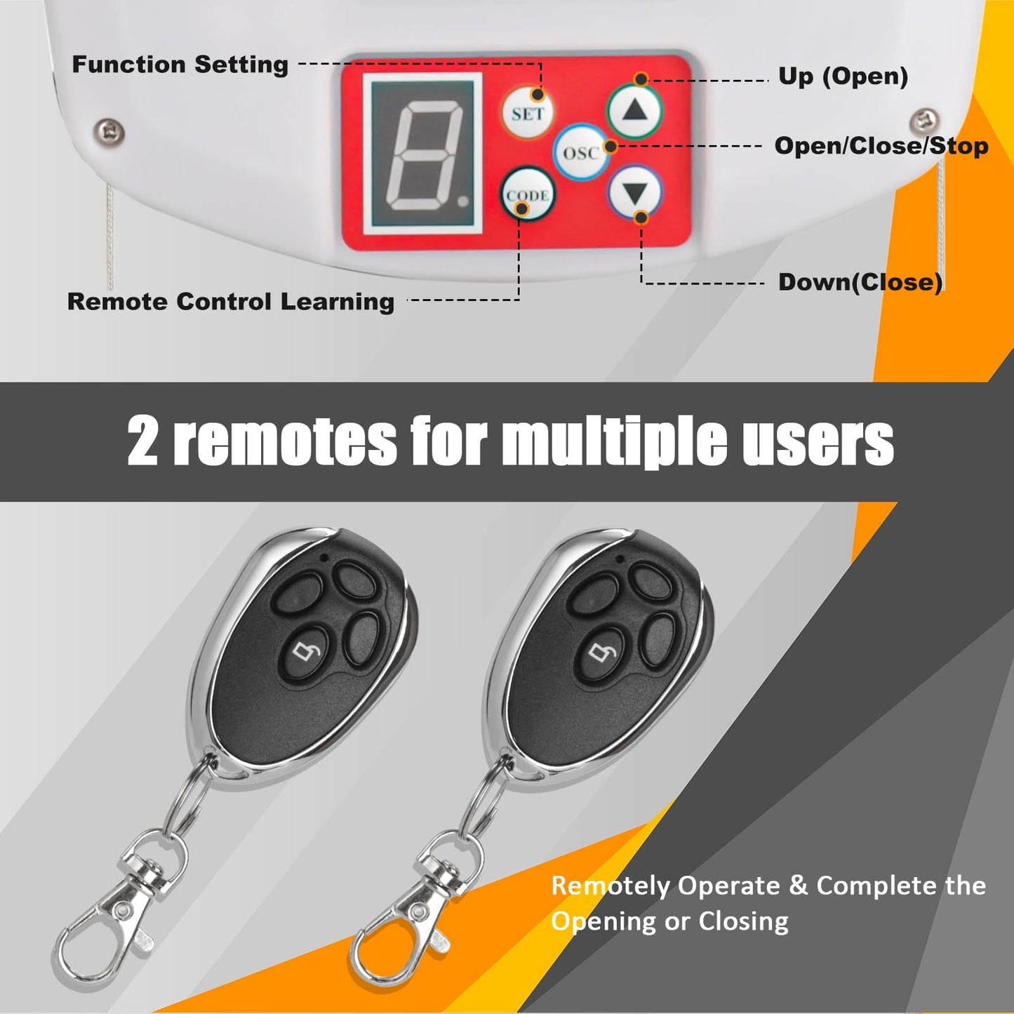 Helivivfy Electric Roller Door Opener, Equipped with Two Remote Control, Reliable Performance Allows for Convenient Remote Operation Ideal for Garages Warehouses and Barns
